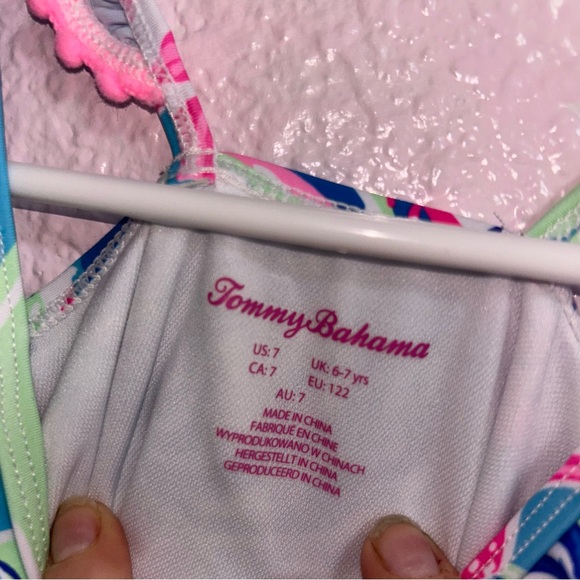 Tommy Bahama Kids Swim One Piece - Blue and Pink - Picture 2 of 2